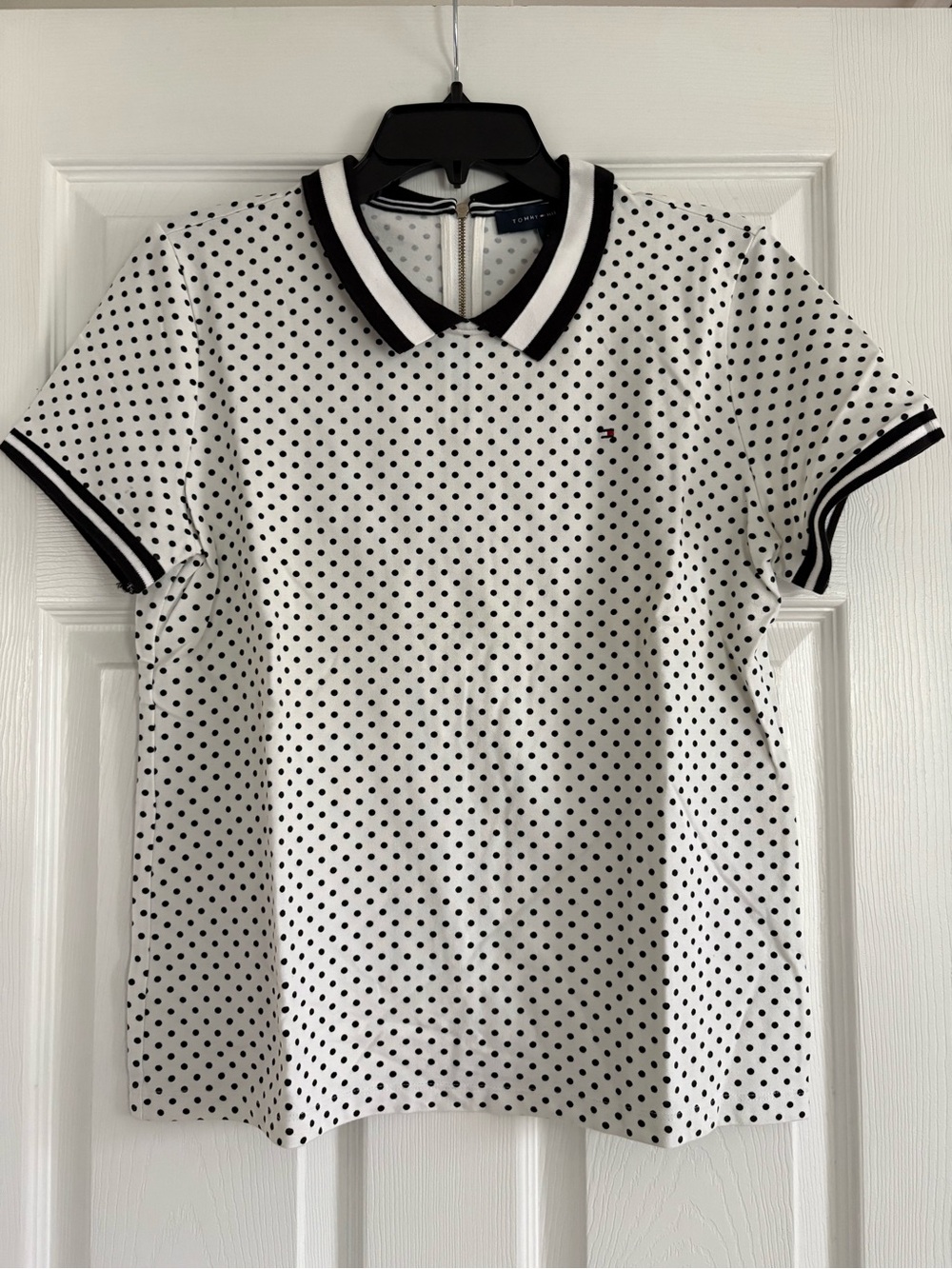 Tommy Hilfiger White Polo with Black Polka Dots